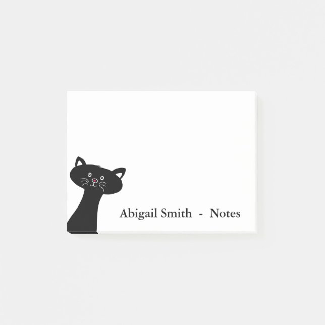 Post-it® Chat noir mignon Notes postit® personnalisées 4 x  (Devant)