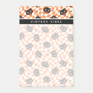 Post-it® Chat noir rétro Motif chèque orange