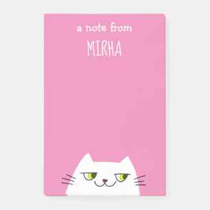 Post-it Chat Rose Personnalisé Nom Mignon Kawaii