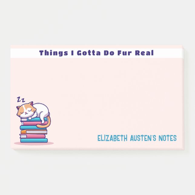 Post-it® Chat sur une pile de livres Cute lecteurs personna (Devant)