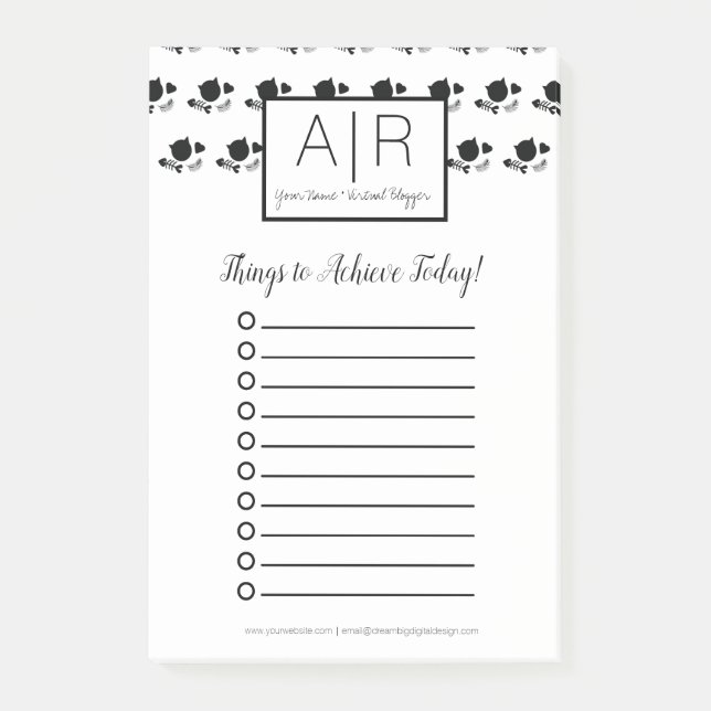 Post-it® Chats mignons Monochrome Noir et Blanc (Devant)