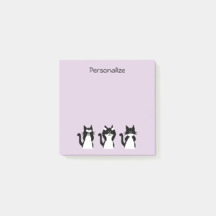 Post-it® Chats noirs et blancs Trois sages chatons Violet