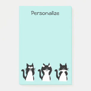 Post-it® Chats Smoking Trois Sages Minous Bleu Aqua