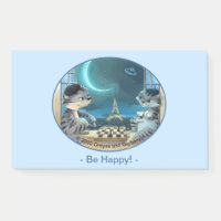 Chats Tour Eiffel - Nuit Notes Bonheur 10" x 6"