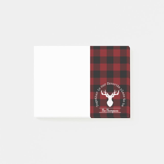 Post-it® Chèque personnalisé de bison rouge et noir (Devant)