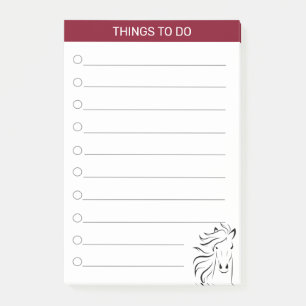Post-it® Cheval artistique moderne en Bourgogne & blanc