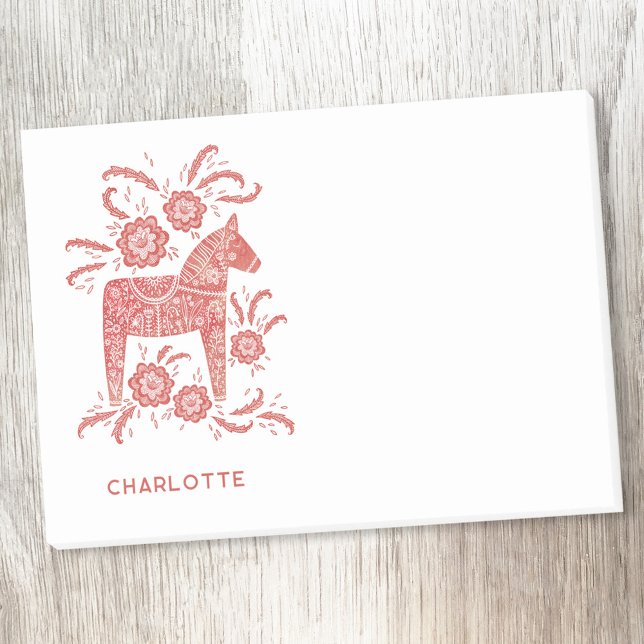Post-it® Cheval de Dala scandinave rouge Personnalisé (Créateur téléchargé)