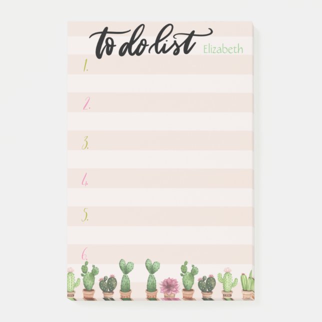 Post-it® Chic Aquarelle Cactus Bandes À Faire (Devant)