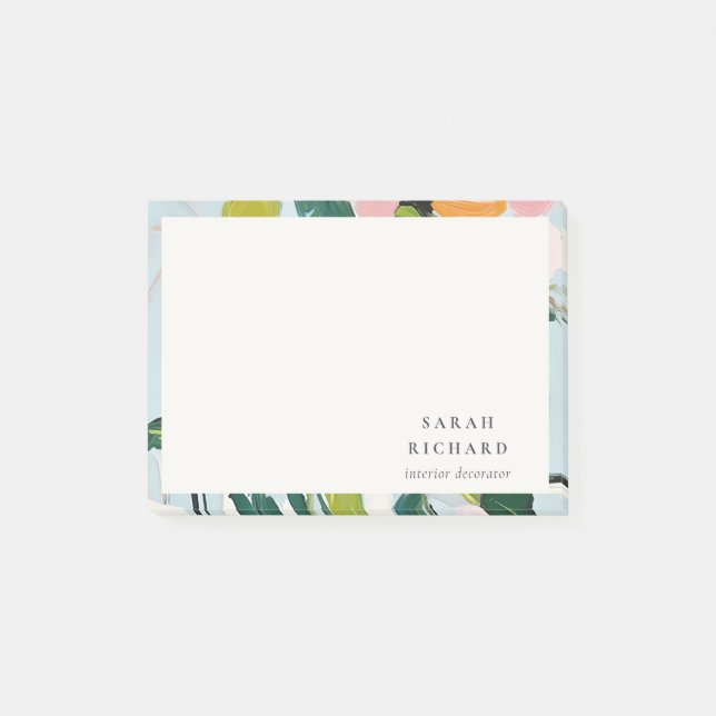 Post-it® Chic Boho coloré rose bleu vert peint Floral (Devant)