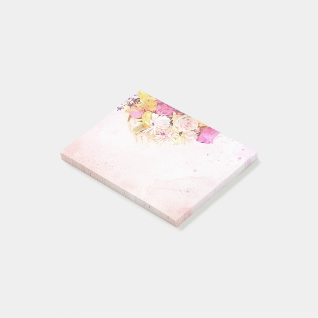 Post-it® Chic couleur aquarelle Fleurs Mariage botanique (Incliné)