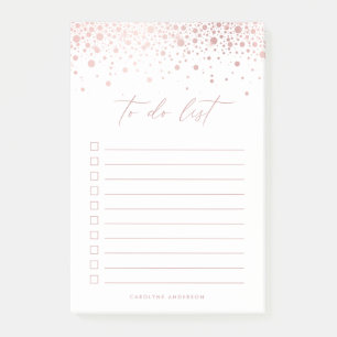 Post-it® Chic Faux Rose Gold Foil Confetti Dot Personnalisé
