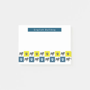 Post-it® Chien à chien anglais et Grille bleu et jaune pâle