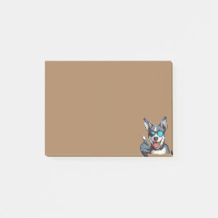Post-it® Chien aux lunettes de soleil drôles avec pouce lev