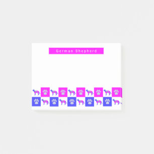 Post-it® Chien berger allemand & Paw Hot Pink&Blue Silhouet