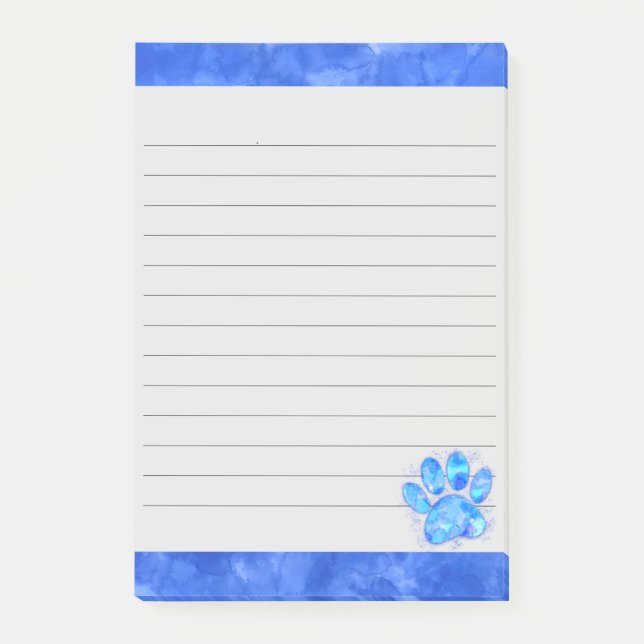 Post-it® Chien bleu mou Imprimer Aquarelle Arrière - plan (Devant)
