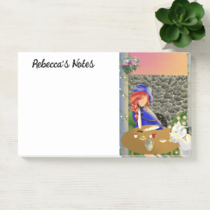 Post-it® Chien & Dame dans un Café au Coucher de Soleil Not