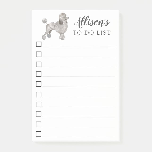 Post-it® Chien de caniche gris personnalisé pour faire la (Devant)