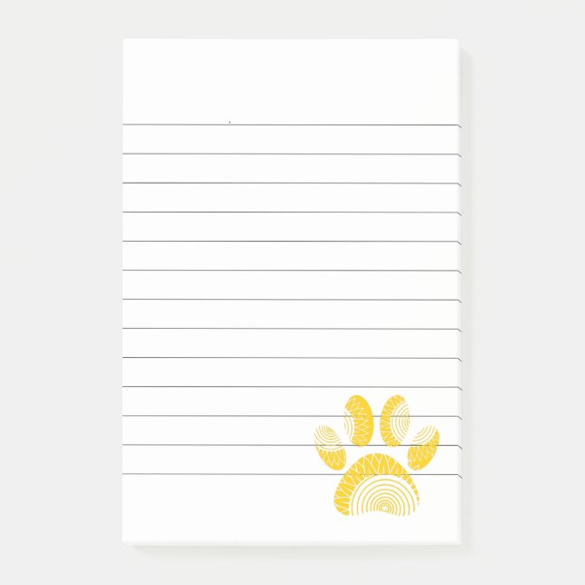 Post-it® Chien de tournesol jaune Empreinte de patte lié (Devant)