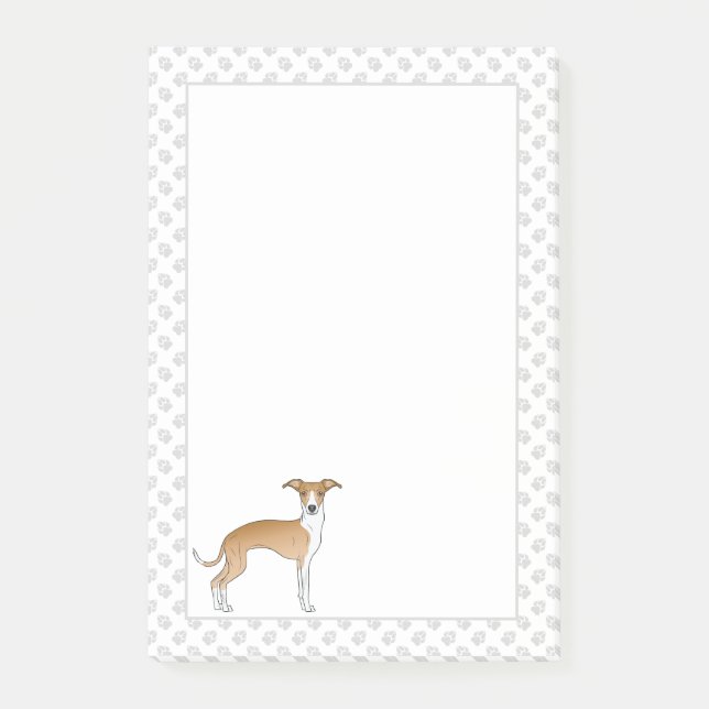 Post-it® Chien Gris Italien Faune Et Blanc Avec Patrouilles (Devant)