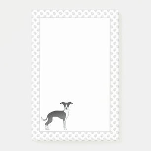 Post-it® Chien Lévrier Italien Noir Et Blanc Avec Des Patte