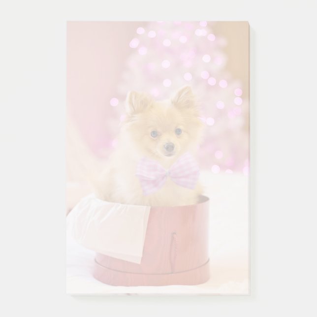 Post-it® Chien mignon avec cou rose Photographie de Noël (Devant)