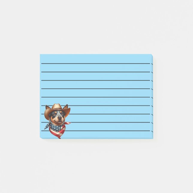 Post-it® Chien portant un drapeau Casquette et américain Ba (Devant)