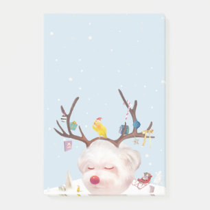 Post-it® Chien renne avec ornements de Noël