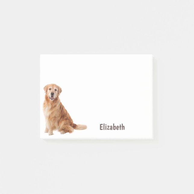 Post-it® Chien Retriever Doré Mignon Nom Personnalisé (Devant)
