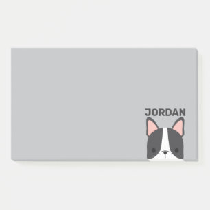 Post-it® Chien-taureau français mignon avec nom personnalis