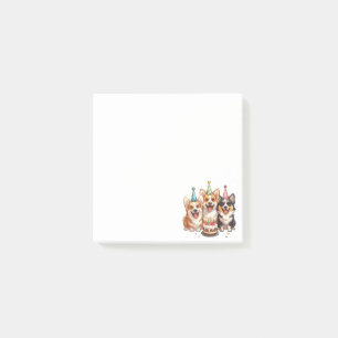 Post-it® Chiens de Corgi d'anniversaire