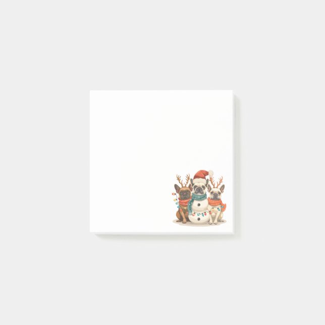 Post-it® Chiens de rennes de taureau français de Noël (Devant)