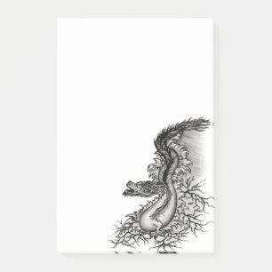 Post-it® Chine Dragon, noir et blanc Design en Tattoostyl