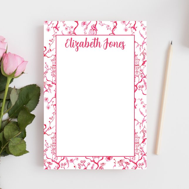 Post-it® Chinoiserie rose personnalisée, Pagode grand-millé (Créateur téléchargé)