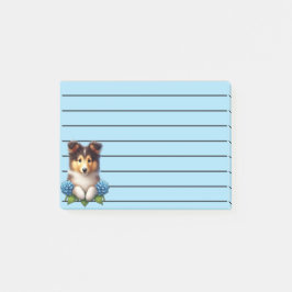 Post-it® Chiot adorable avec Fleurs Bleues