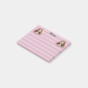 Post-it® Chiots Basset Hound Personnalisés Avec Fleurs