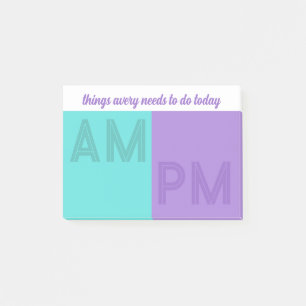 Post-it® Choses à faire aujourd'hui AM / PM Turquoise Viole