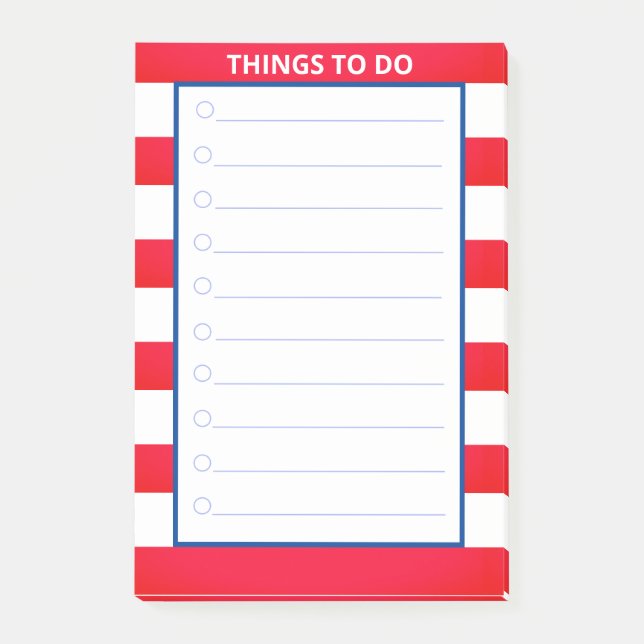 Post-it® Choses à faire rayées rouge et blanc (Devant)