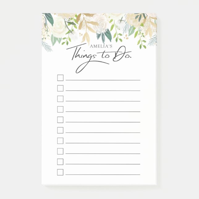 Post-it® Choses personnalisées par | blanches de rose pour (Devant)