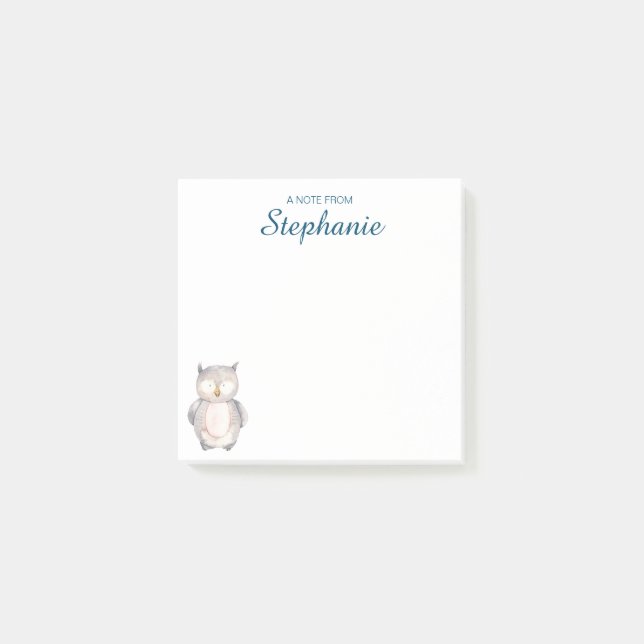 Post-it® Chouette d'aquarelle mignonne (Devant)