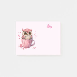 Post-it® Chouette rose mignonne en coupe