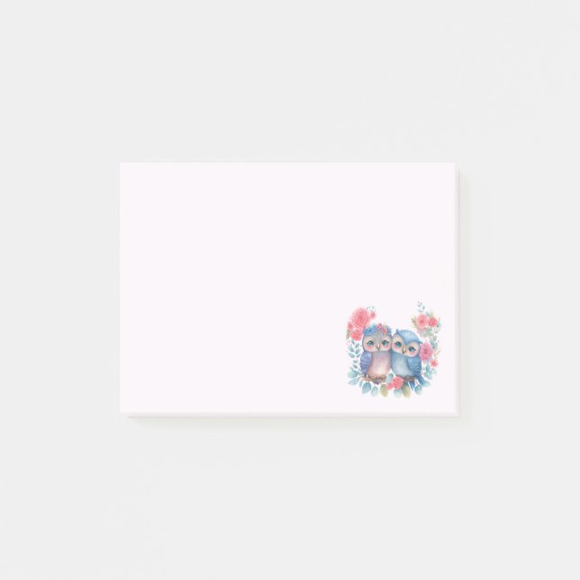 Post-it® Chouettes amoureuses Assis sur une branche d'arbre (Devant)