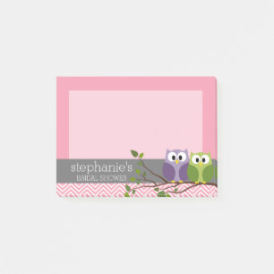 Post-it® Chouettes mignonnes sur Branche Bébé Fille Douche 
