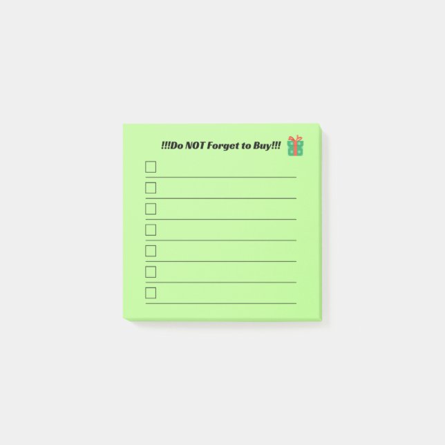 Post-it® Christmas List Post It Notes  (Devant)