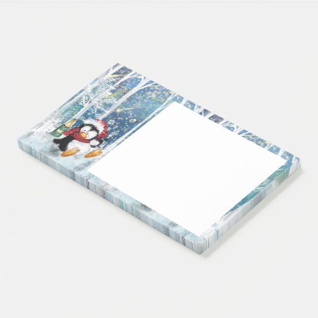Post-it® Christmas Post it Notes Happy Penguin (Incliné)