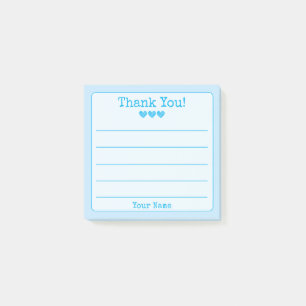 Post-it® Ciel Bleu Votre Nom Et Coeurs Merci