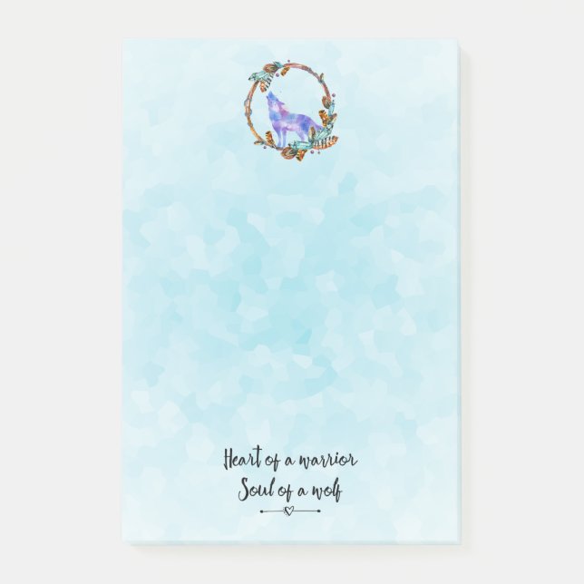 Post-it® Citation avec le loup hurlant dans une couronne de (Devant)