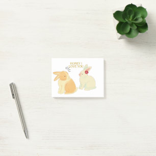 Post-it® Citation d'amour mignonne Bunny Couple - "Chéri, j