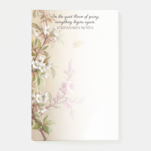 Post-it® Citation de papillon rose blanc vintage