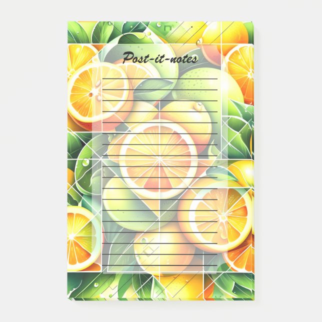 Post-it® Citron Orange Botanique Citrus Géométrique (Devant)
