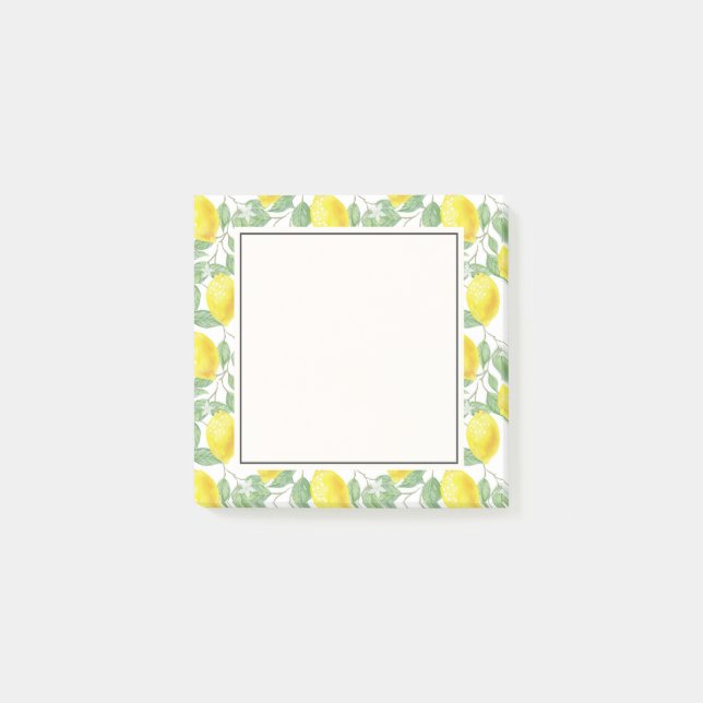 Post-it® Citrons jaunes avec Motif Feuille vert (Devant)